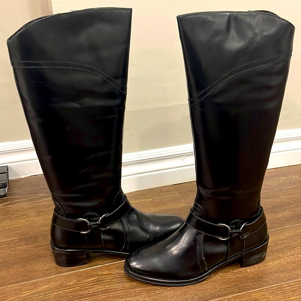 Black leather boots